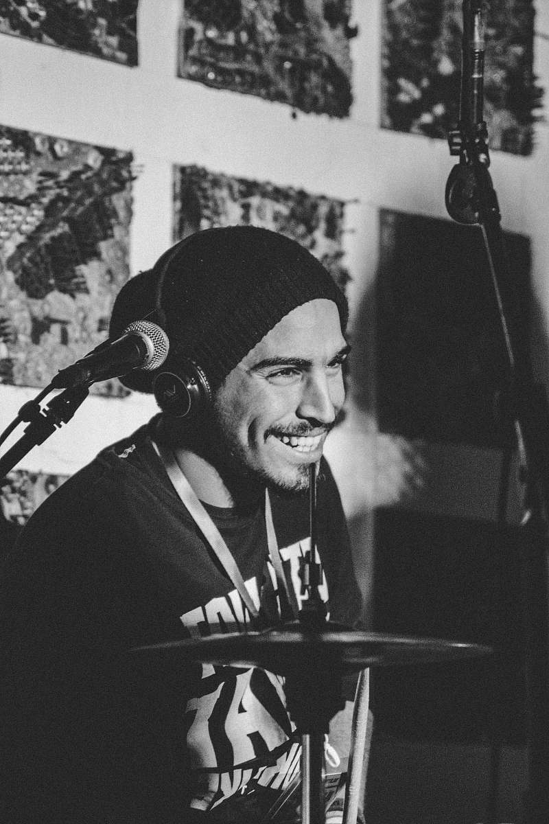 musical instrument unknown person playing drums black-and-white
